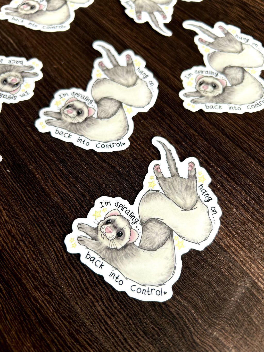 Hold on… I’m spiraling… back into control - Ferret Sticker