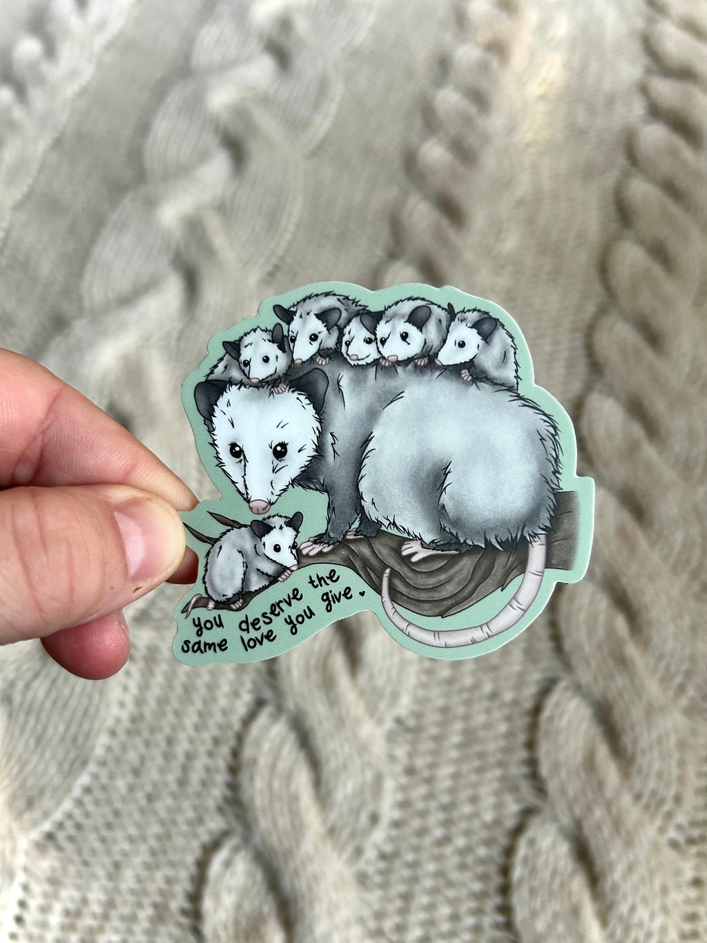 You deserve the same love you give - Opossum Mom Sticker