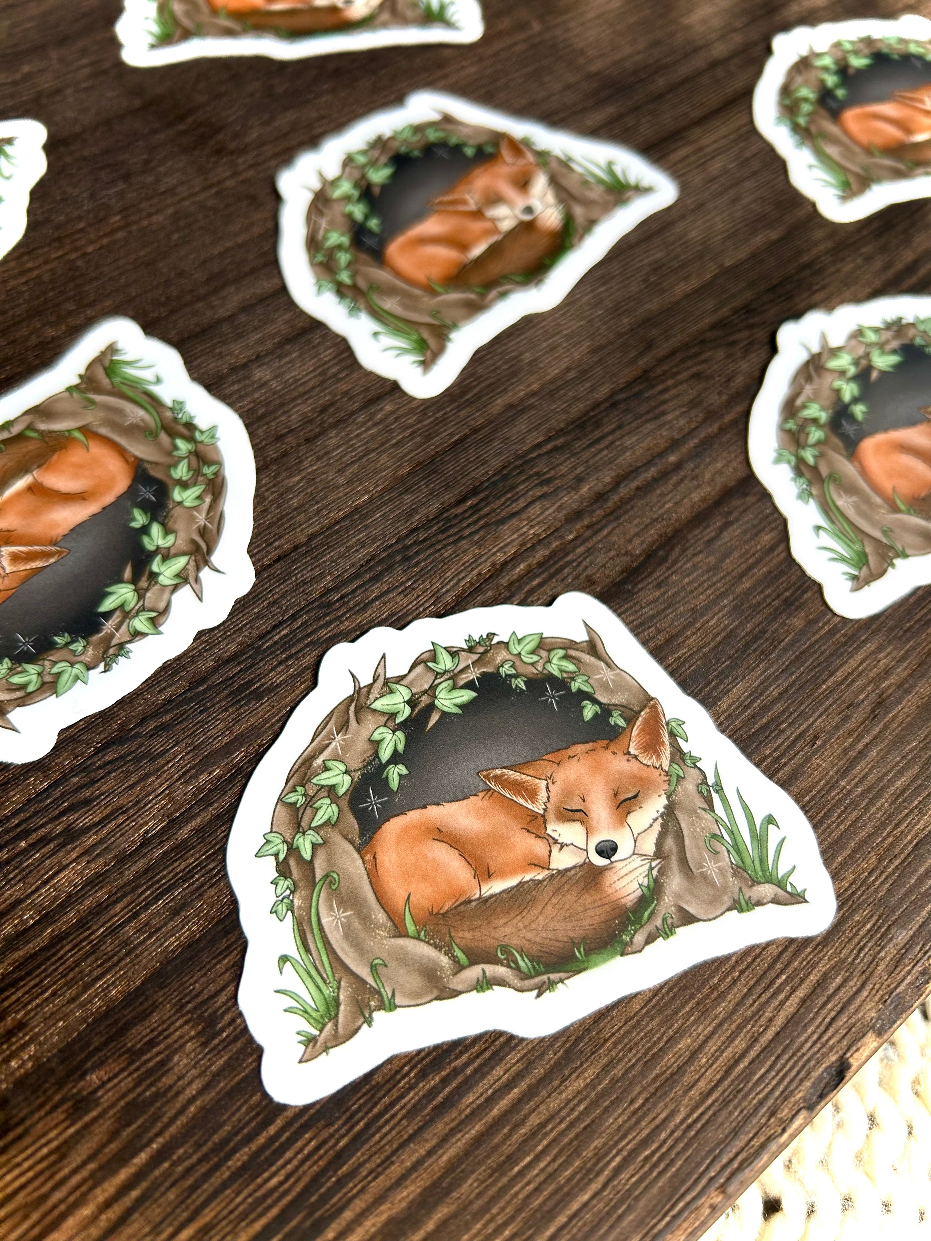 Sleepy Fox Vinyl Sticker